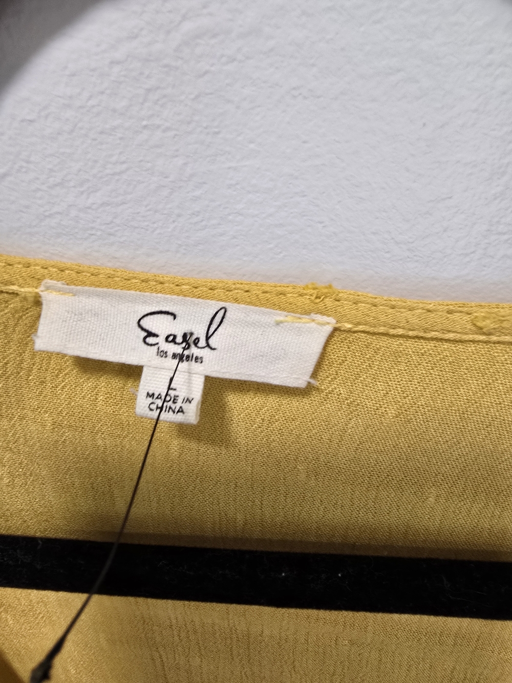 easel Mustard Dot Tie-Front Flutter Sleeve Blouse - Picture 3 of 3